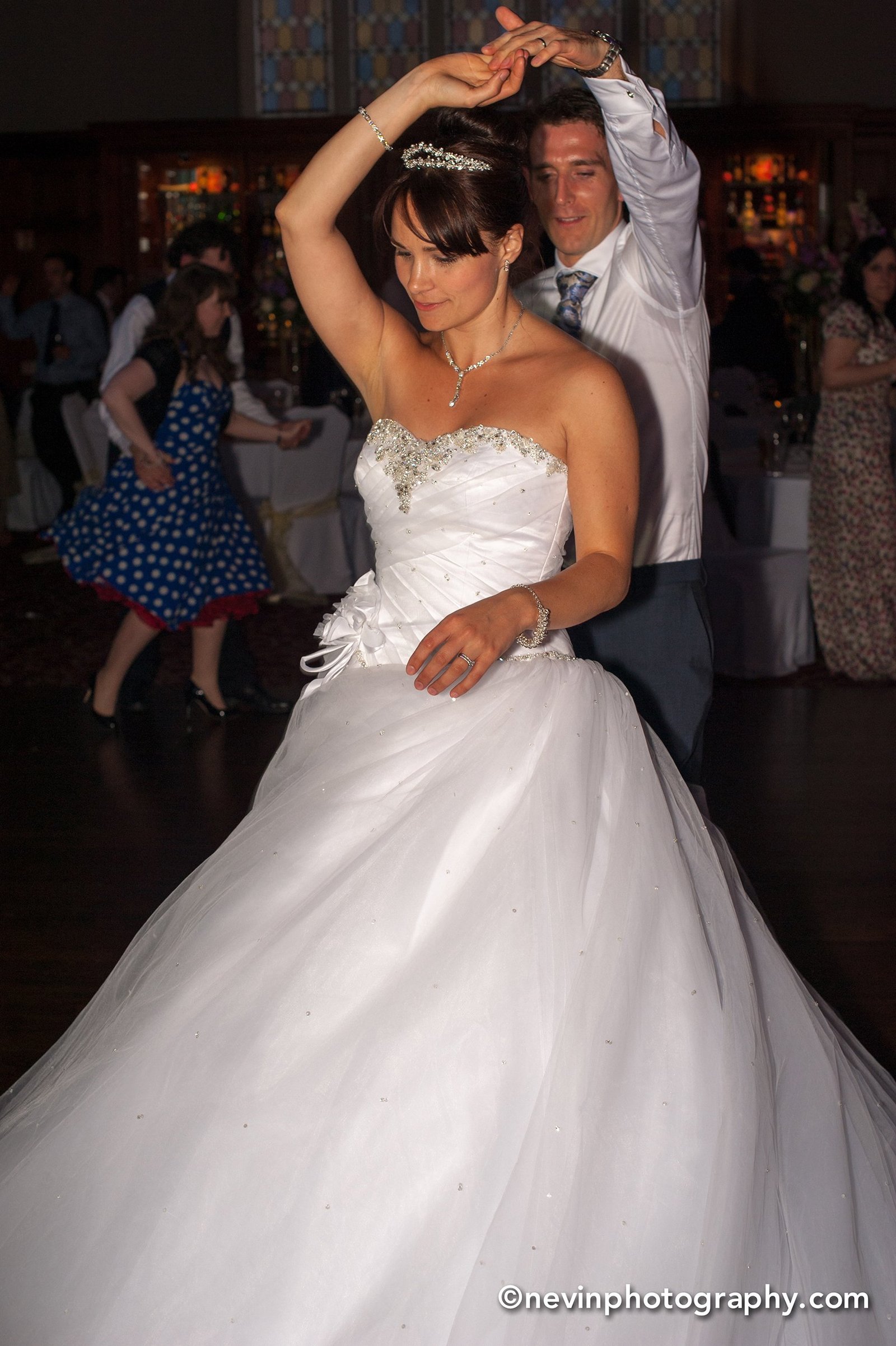 Swirling couple during dance as husband and wife